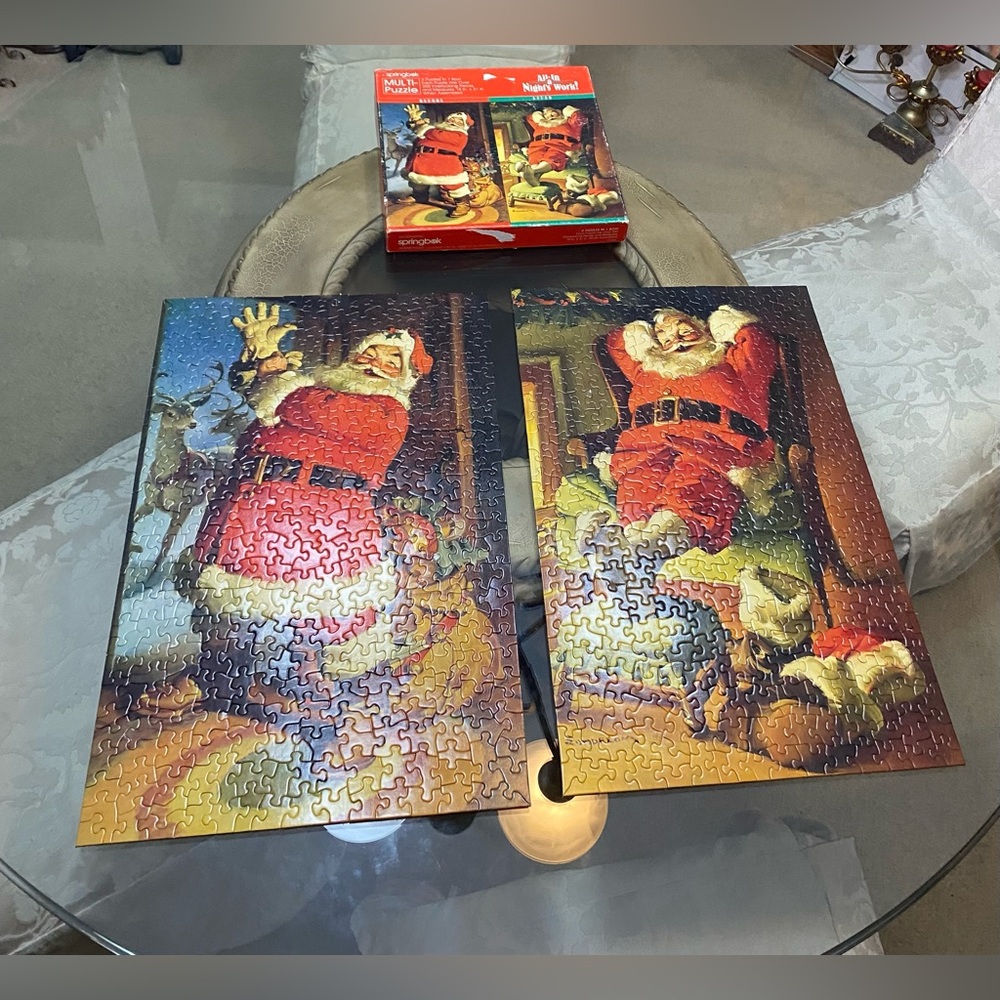 Vtg Springbok Hallmark | "All in a Night's Work" Christmas 2 in 1 Jigsaw Puzzle